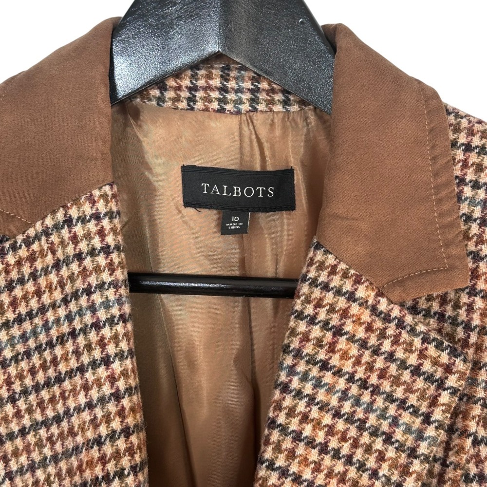 Talbots Wool Blend‎ Houndstooth Blazer Sz 10 Heritage Equestrian Preppy Office - Picture 6 of 13